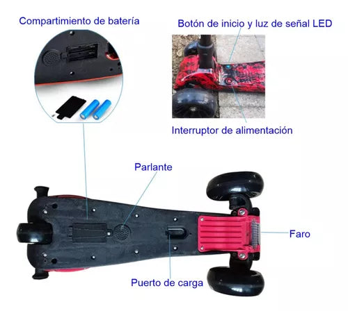 Scooter Monopatín Humo Con Luces