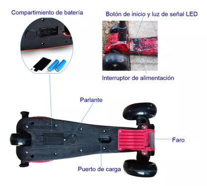 Scooter Monopatín Humo Con Luces